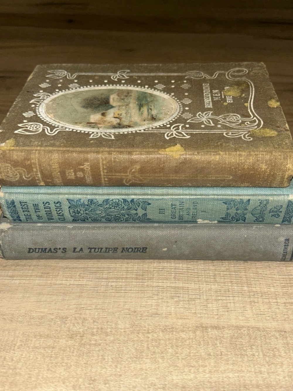 Stack Of Vintage Decorative Book Stack Aged Distressed Antiquarian 19th Century